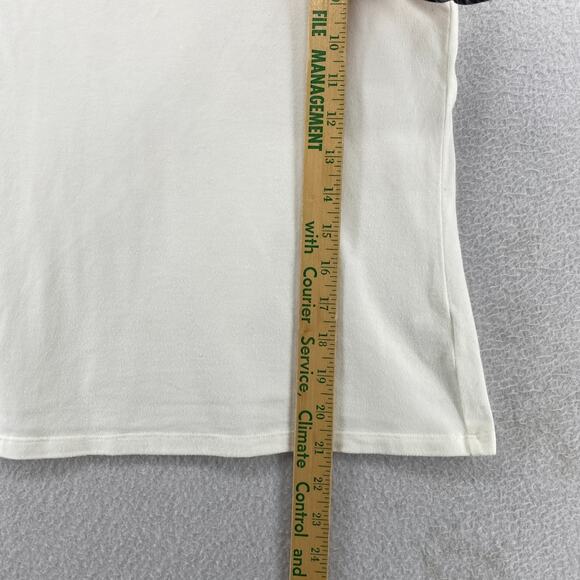 EILEEN FISHER Tank Top M Stretch Cotton Jersey Scoop Neck Shell Off White USA - Picture 9 of 10